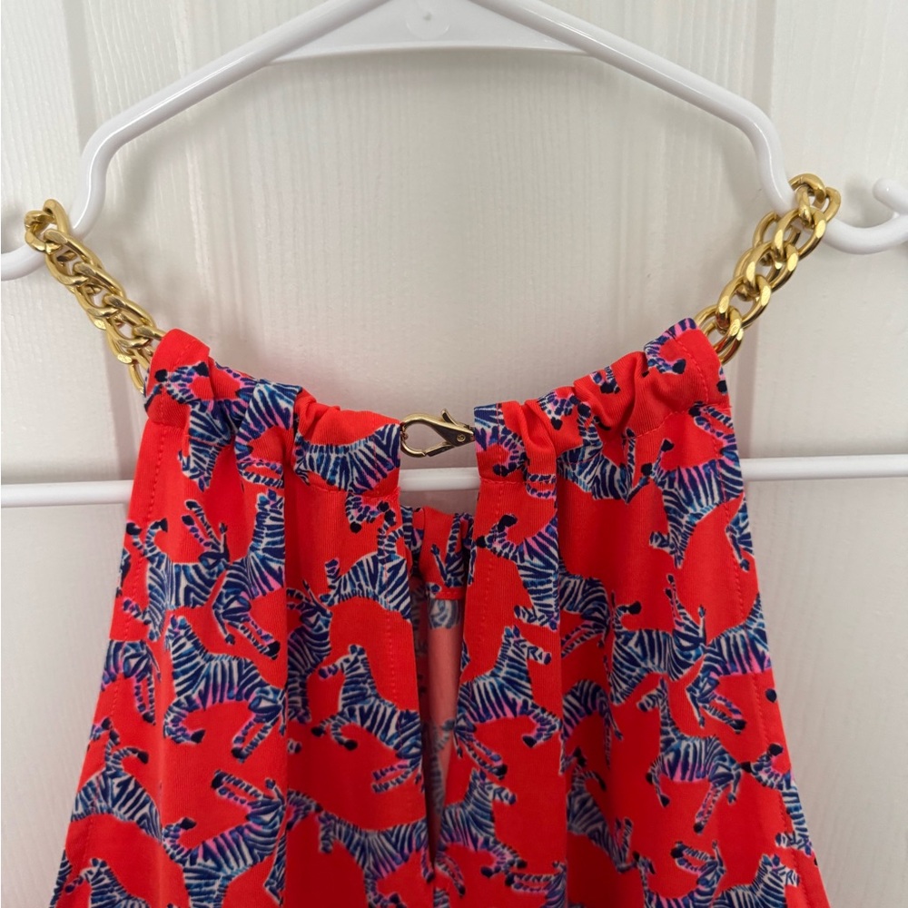 Lilly Pulitzer Bowen Halter Top Picante Coral Heebee Zeebees Orange Zebra
S: XS - Picture 6 of 6